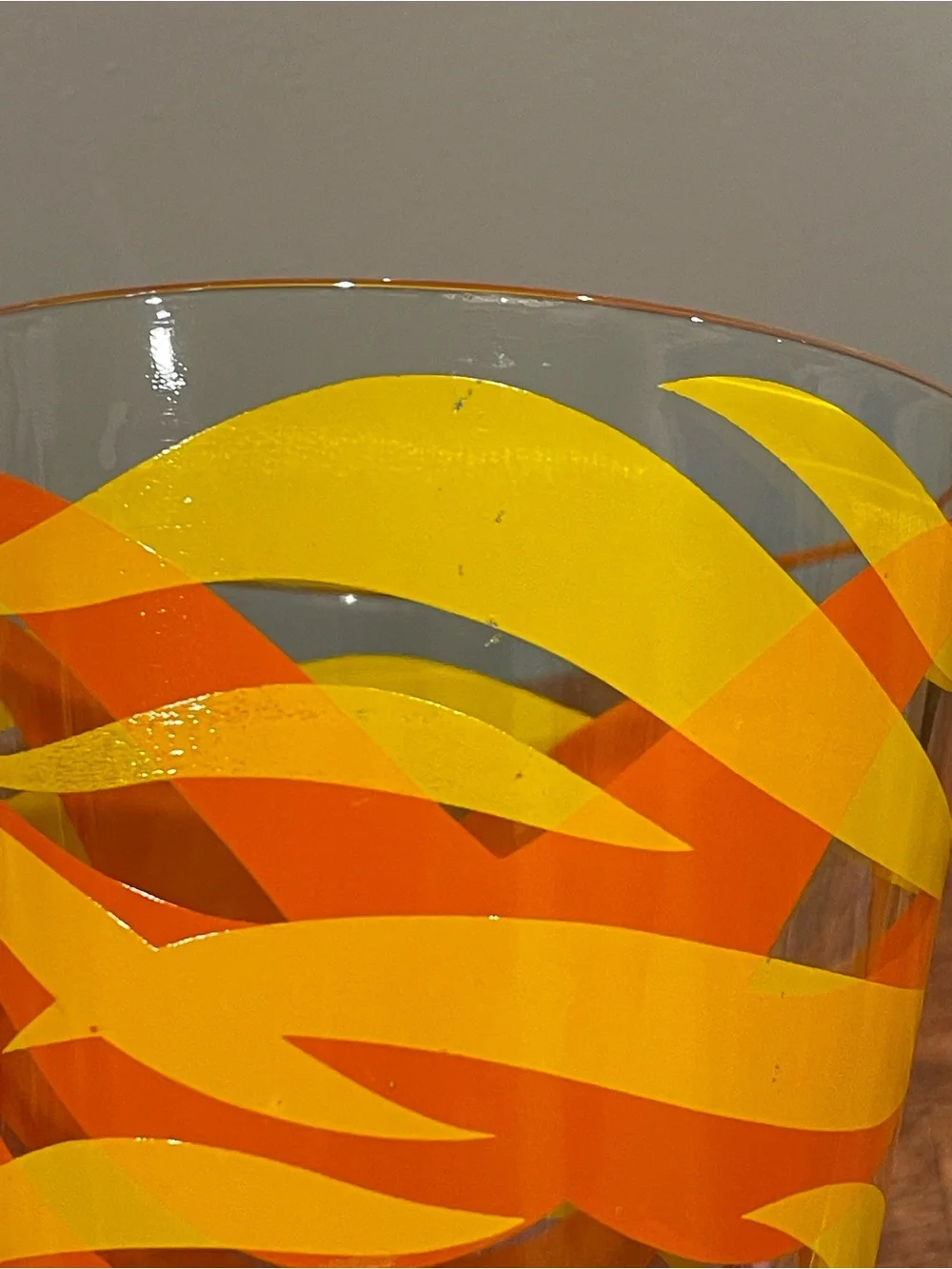 READ STARLYTE Mid Century Modern MCM Glass Ice Bucket 5” Orange Yellow